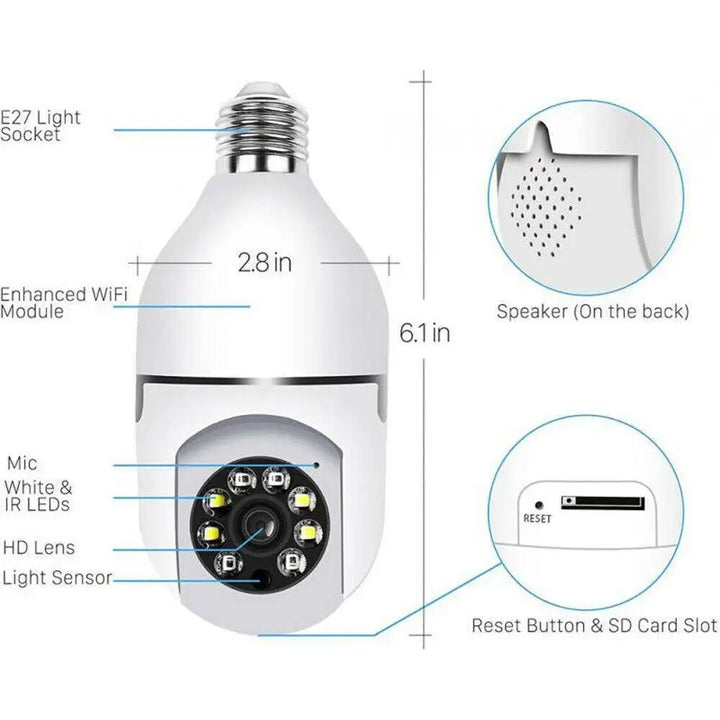 IR E27 1080P HD Wi-Fi Light Bulb Security Camera
