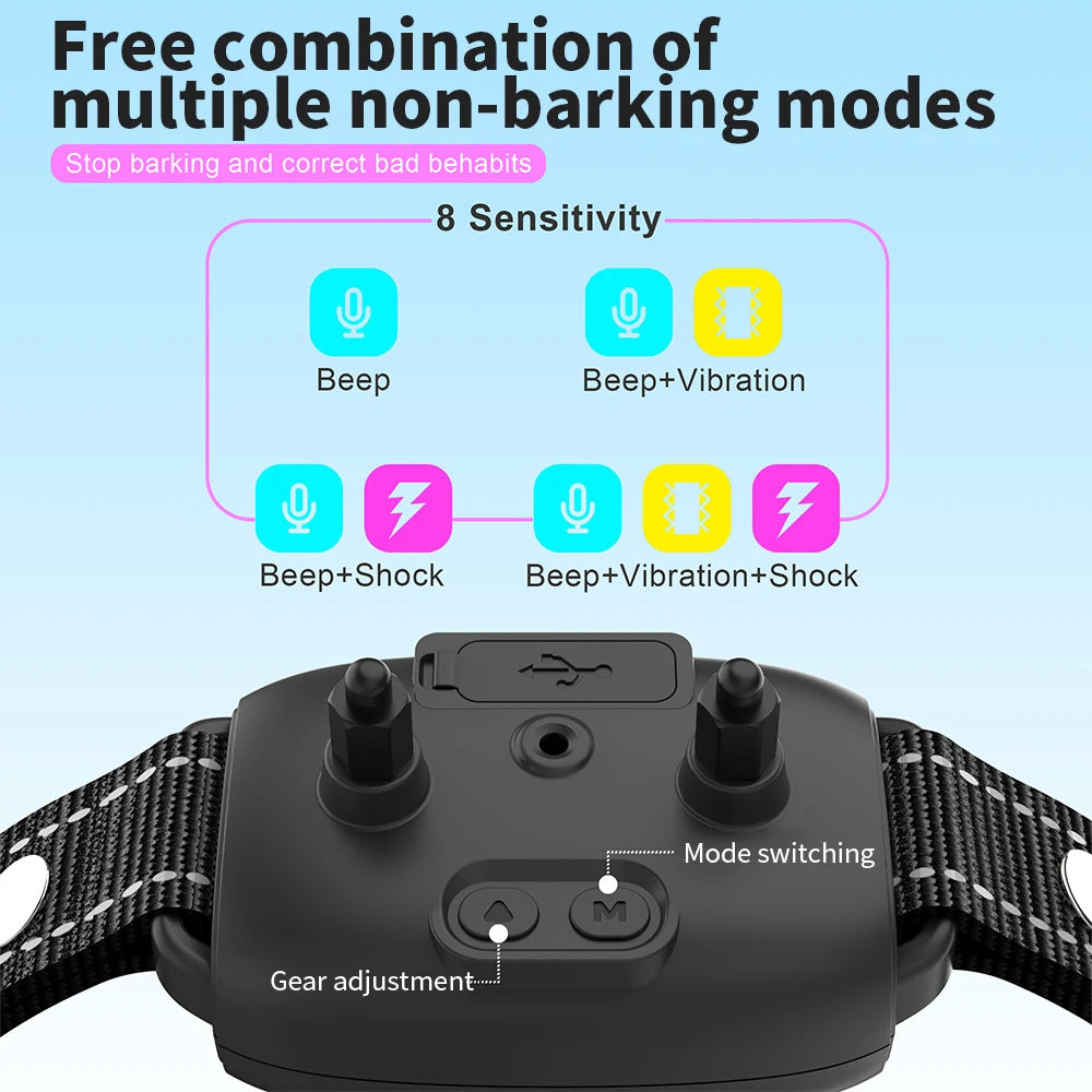 Smart Automatic Anti-Barking Dog Collar with Rechargeable Waterproof Design