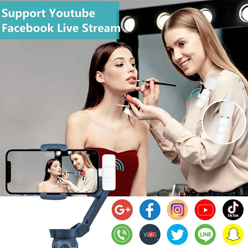 Wireless Lavalier Microphone Portable Mini Mic for Phone, PC, Camera
