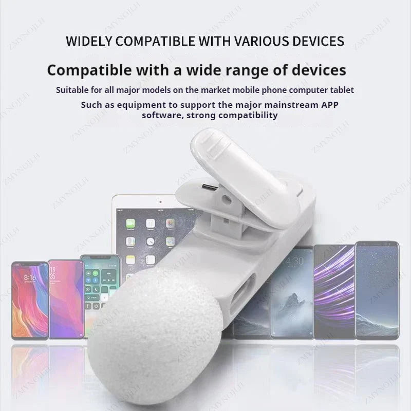 Wireless Lavalier Microphone Portable Mini Mic for Phone, PC, Camera