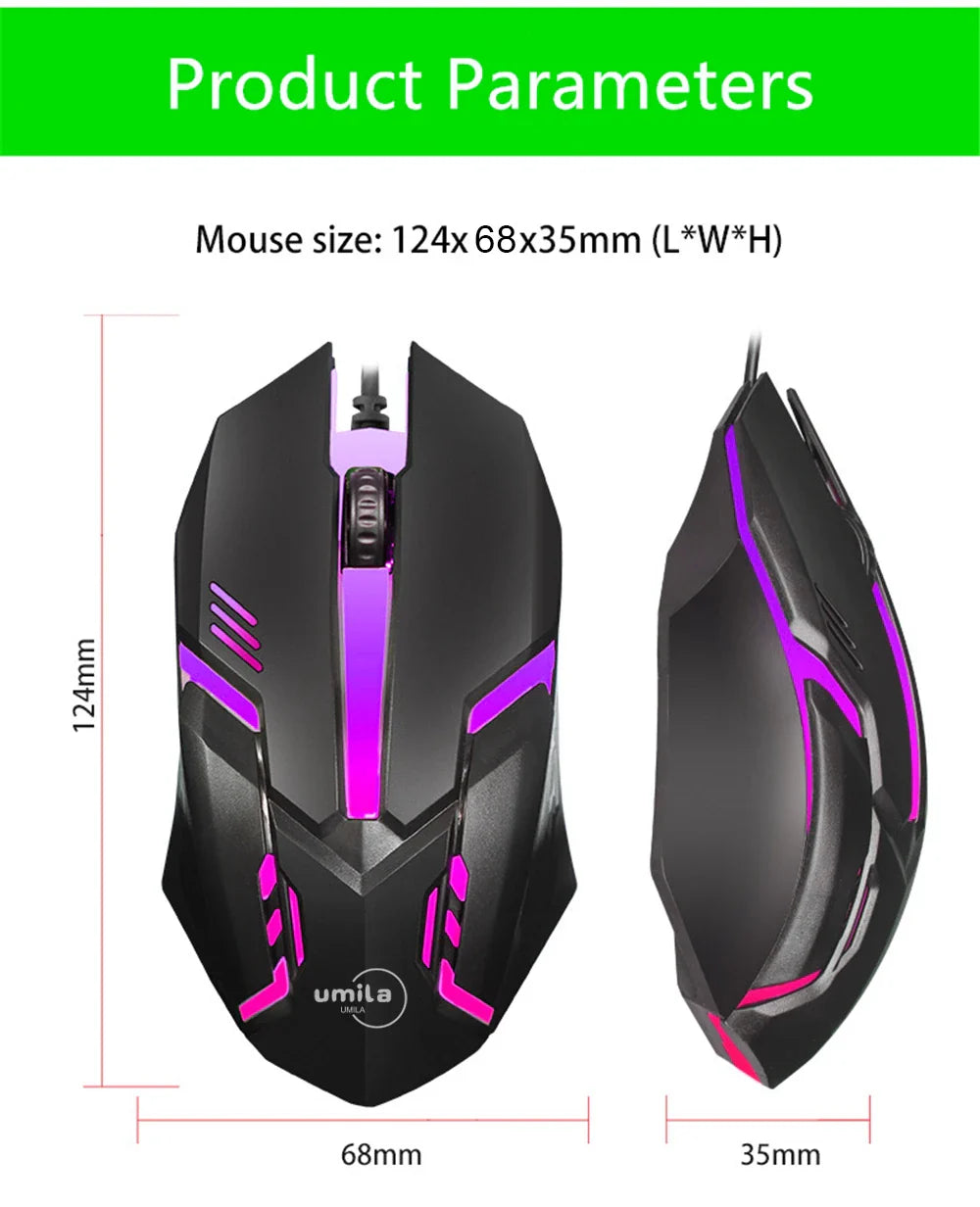 Ergonomic 2.4G RGB Wired Gaming Mouse for Laptop PC