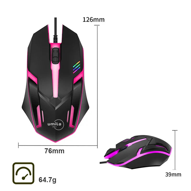Ergonomic 2.4G RGB Wired Gaming Mouse for Laptop PC