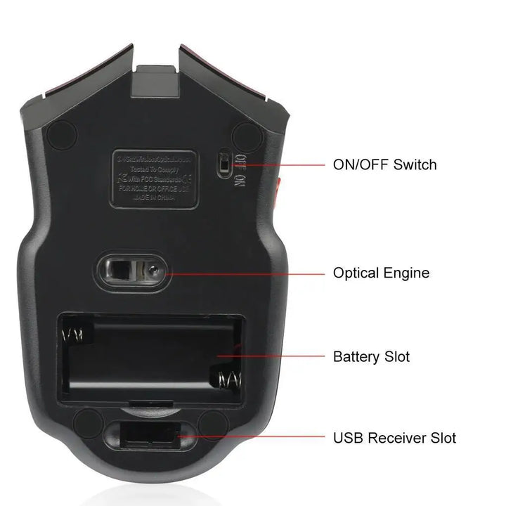 2.4G Wireless 1600DPI Gaming Mouse with 6 Buttons