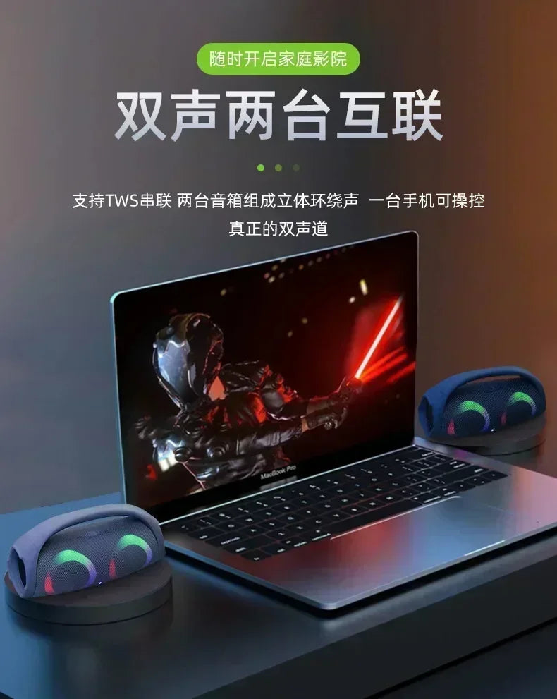 100W Portable Waterproof Bluetooth Speaker with RGB Lights and TWS