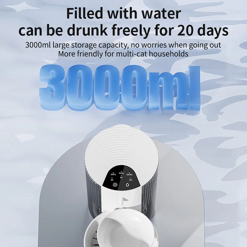 3L Wireless Automatic Pet Water Fountain Rechargeable Smart Dispenser
