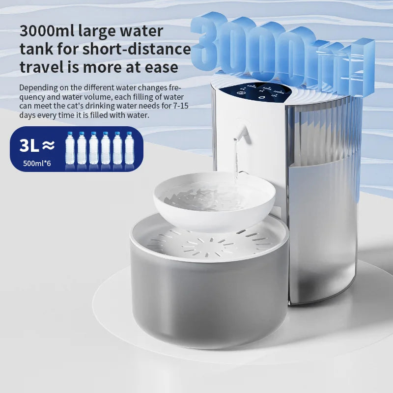 Smart Wireless Automatic Pet Water Dispenser Rechargeable Fountain for Cats