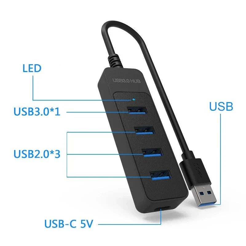 USB 3.0 Type-C 4-Port Hub with 20W Power Adapter