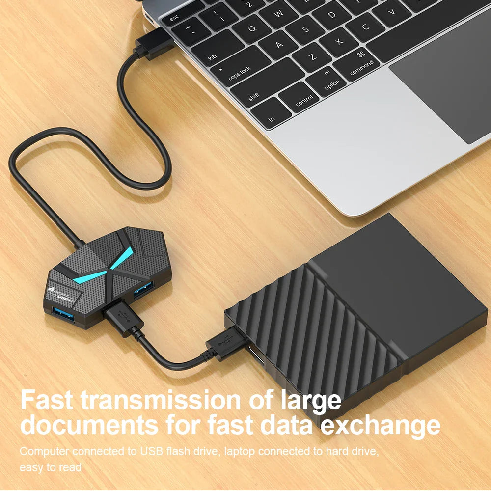 7 Port USB 3.0 Hub Powered USB Splitter 5Gbps PD Dock for Laptop PC