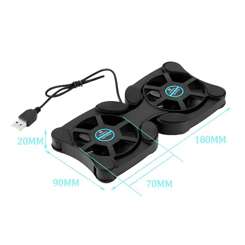 Foldable Laptop Cooling Pad with Dual USB Fans Portable Stand