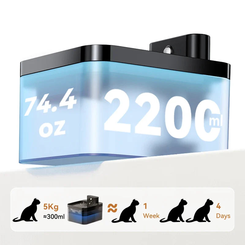 Wireless Automatic Cat Water Fountain 2600mAh with Infrared Sensor