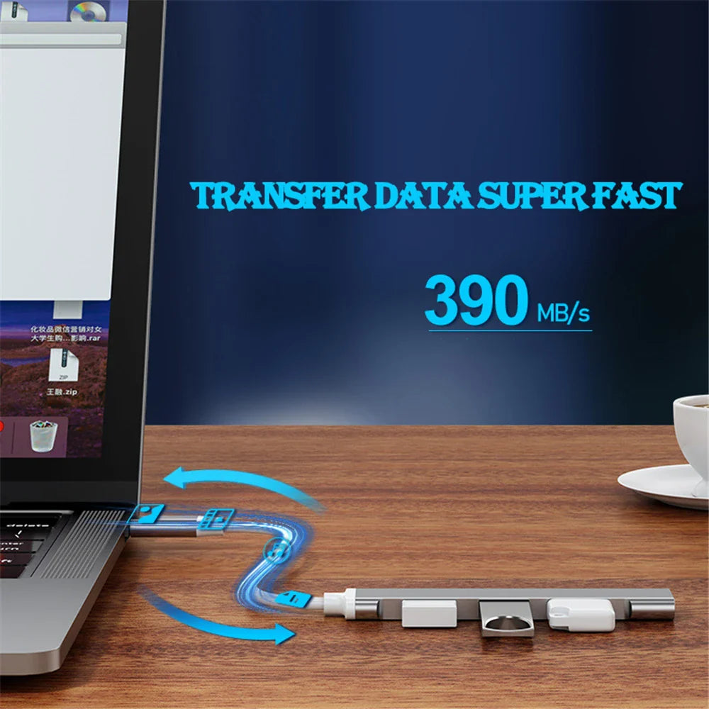 USB 3.0 4-Port Hub Type-C High-Speed Multiport Splitter