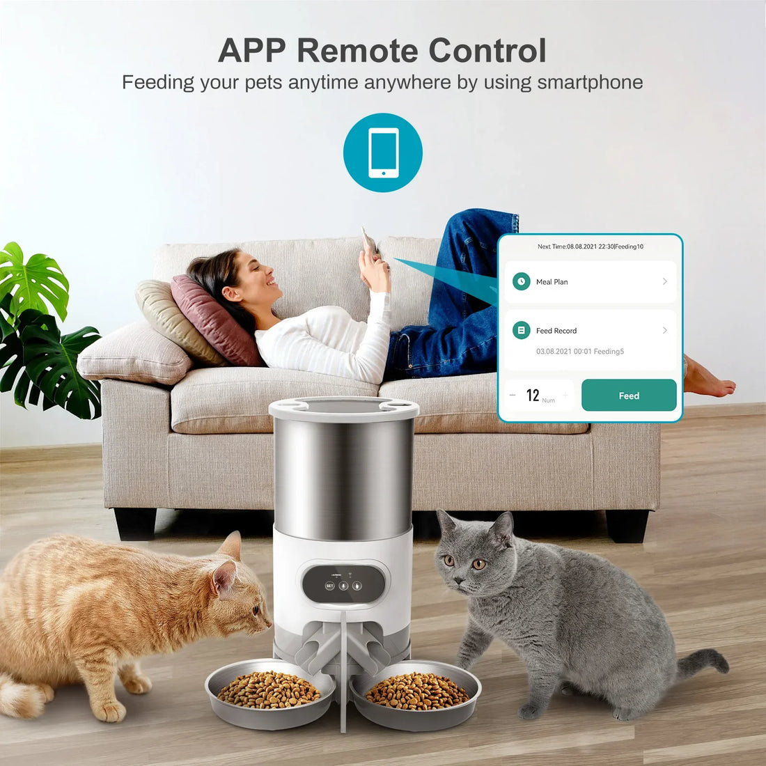 Smart App Pet Feeder for Cats and Dogs with Remote Control