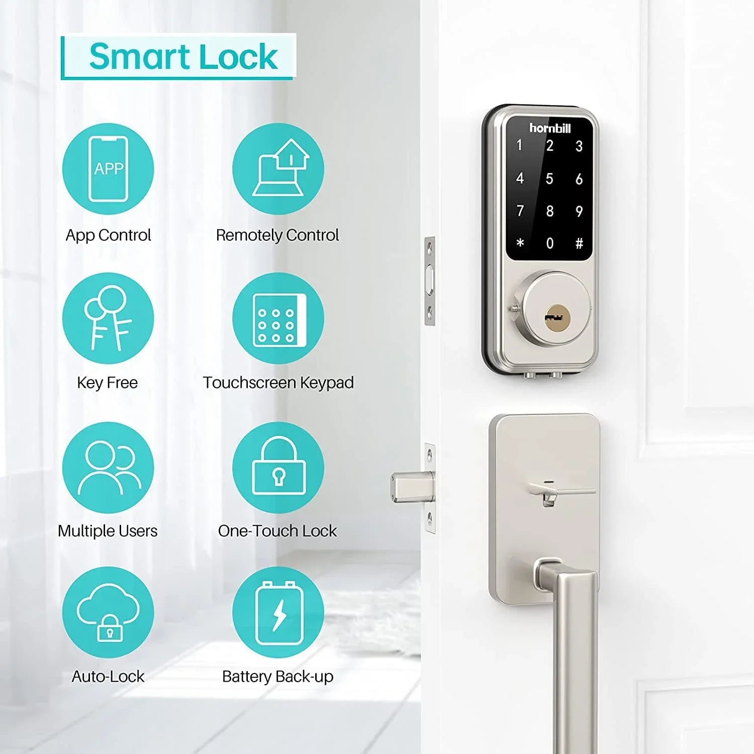 Smart Keyless Front Door Lock Bluetooth Digital Deadbolt
