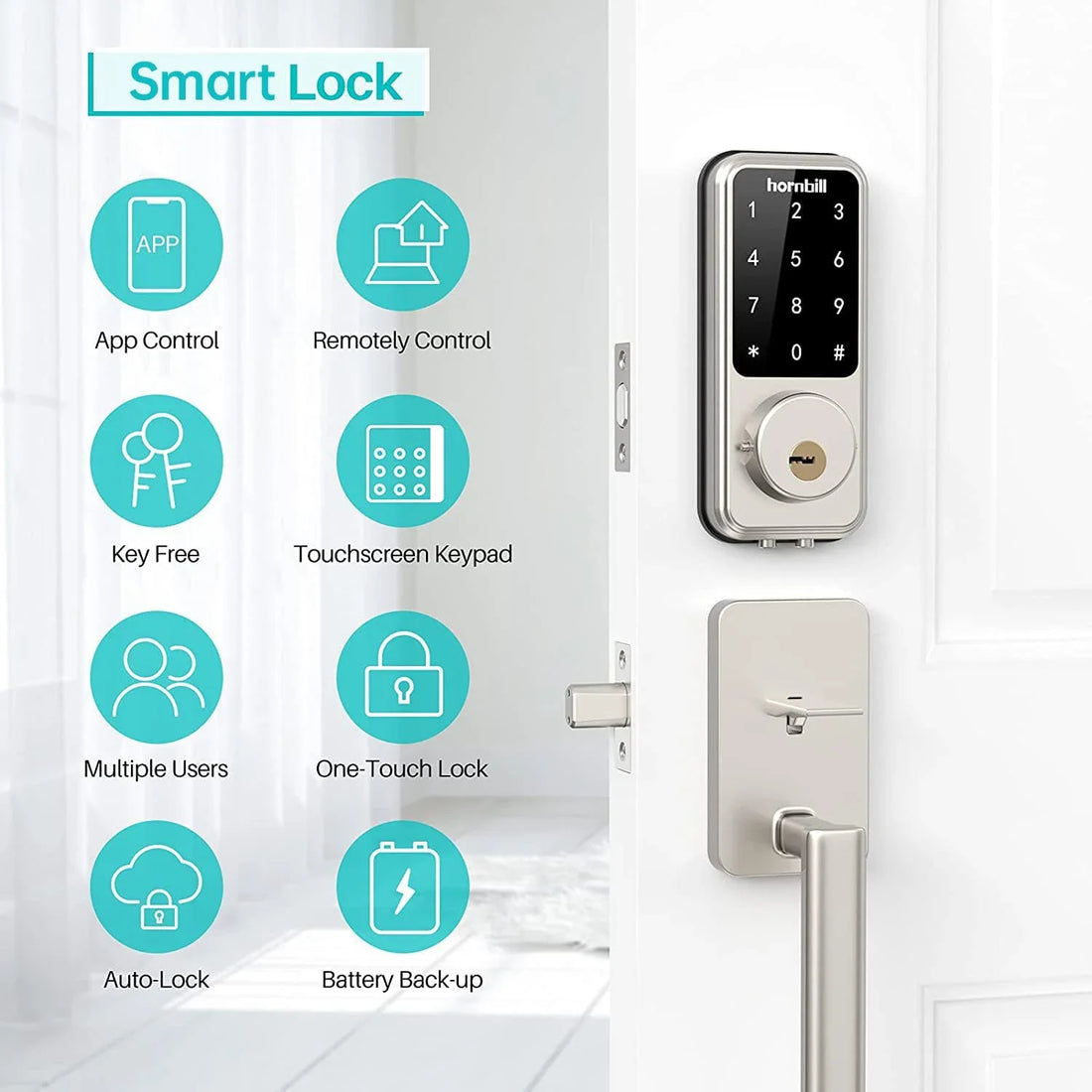 Smart Keyless Front Door Lock Bluetooth Digital Deadbolt