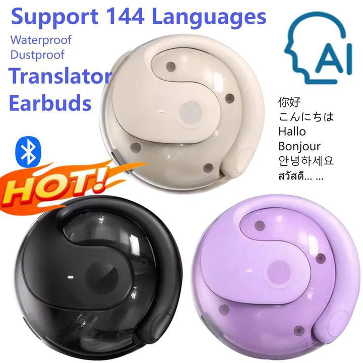 Intelligent Wireless Translation Earbuds Supporting 144 Languages with Waterproof Design