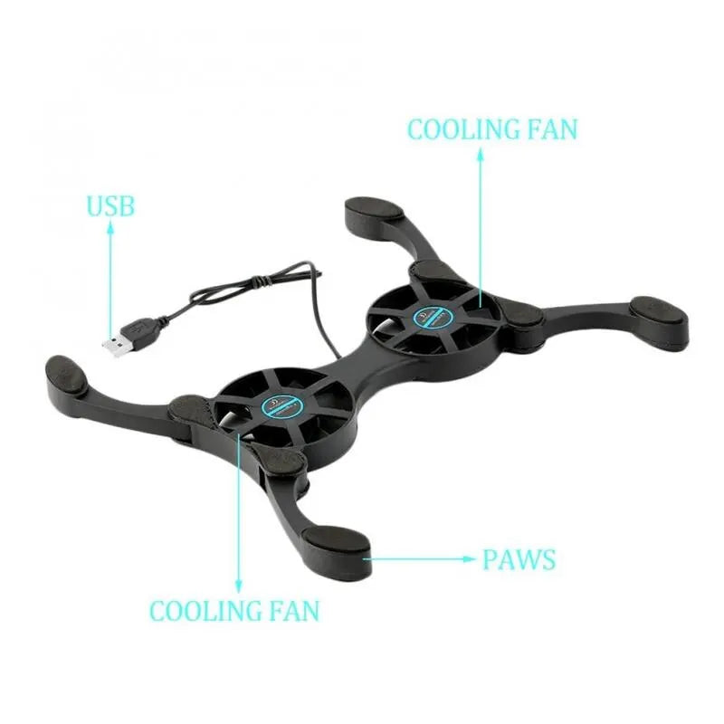 Foldable Laptop Cooling Pad with Dual USB Fans Portable Stand