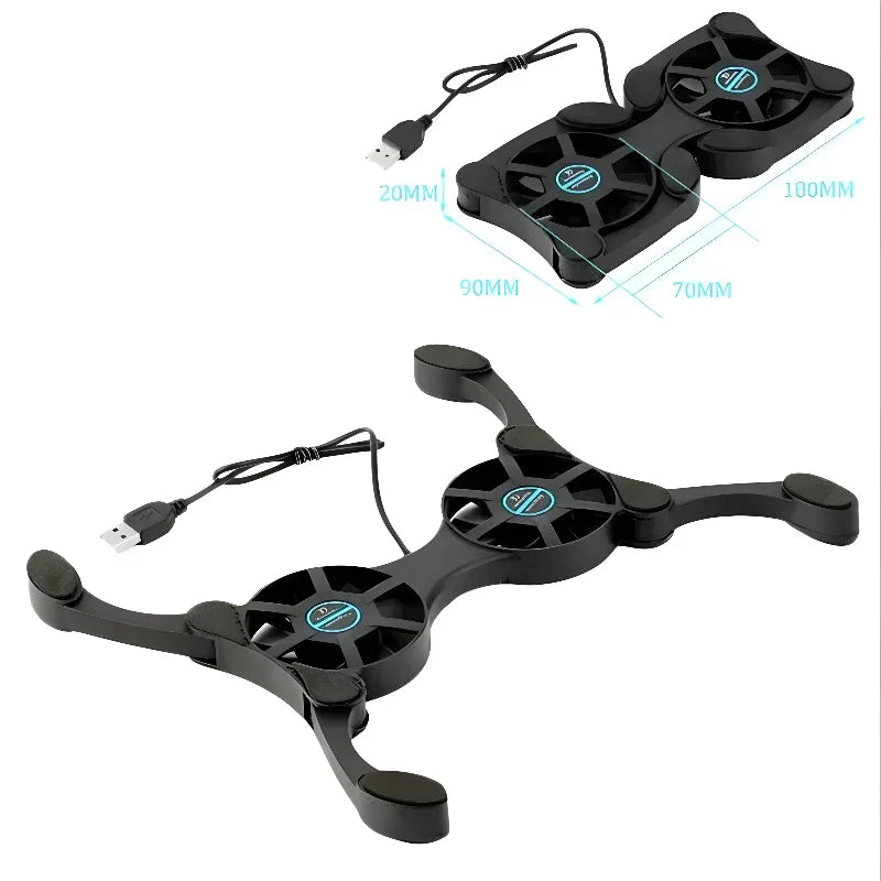 Foldable Laptop Cooling Pad with Dual USB Fans Portable Stand