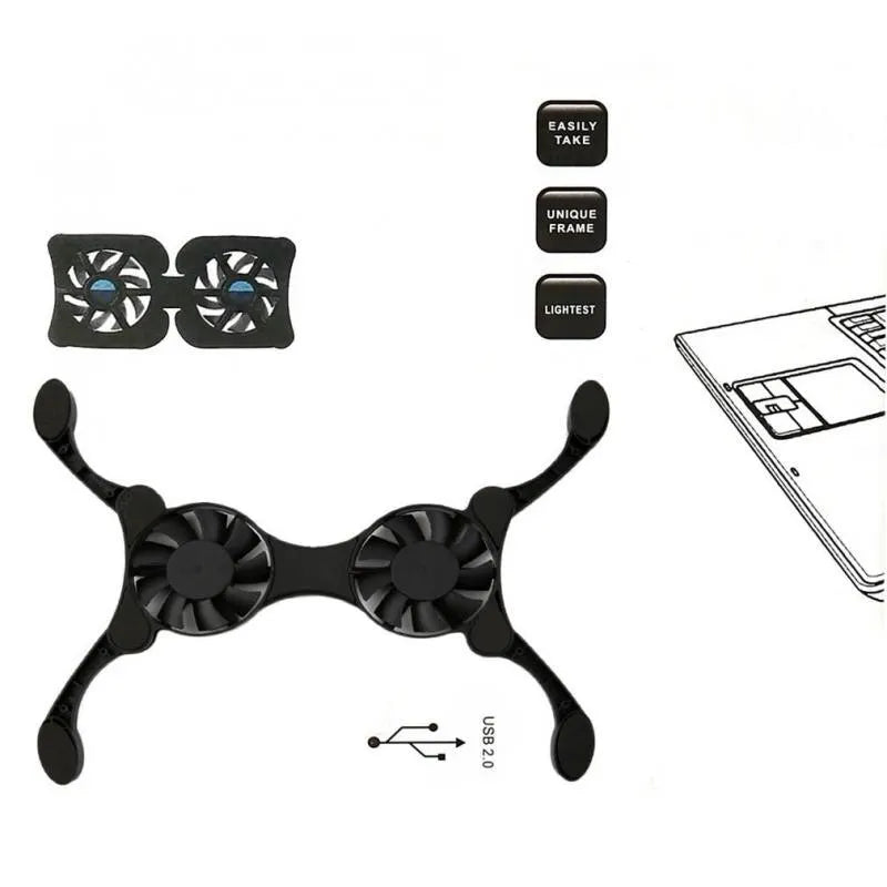 Foldable Laptop Cooling Pad with Dual USB Fans Portable Stand