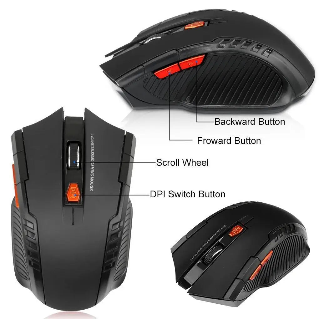 2.4G Wireless 1600DPI Gaming Mouse with 6 Buttons
