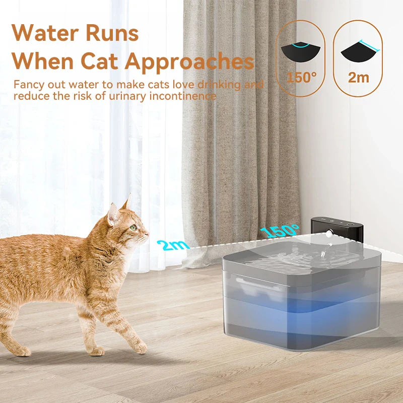 Wireless Automatic Cat Water Fountain 2600mAh with Infrared Sensor