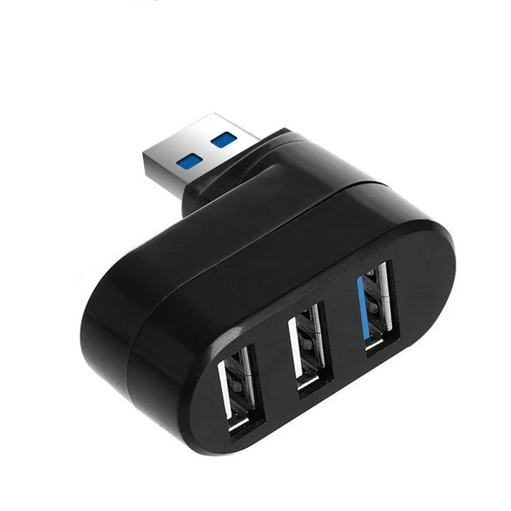 3-Port USB 2.0 Mini Hub High-Speed Rotating Adapter