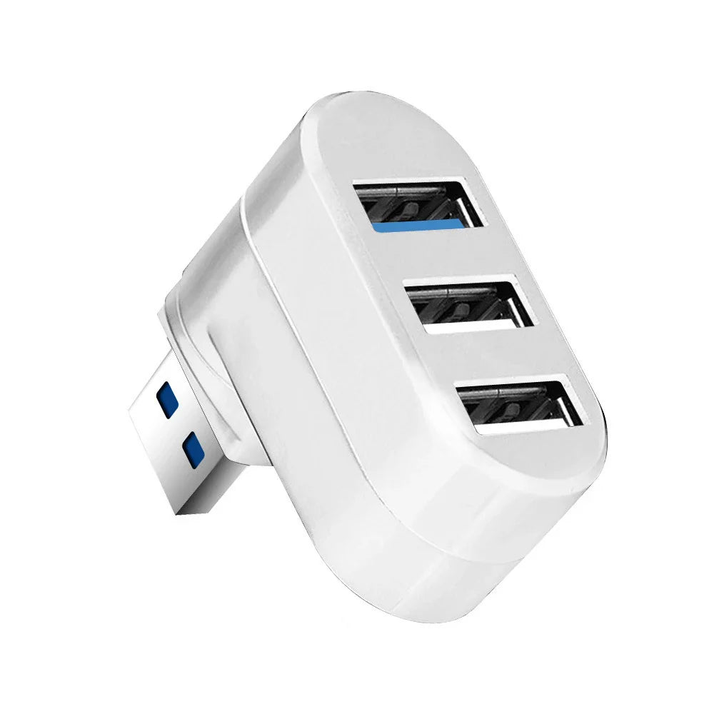 3-Port USB 2.0 Mini Hub High-Speed Rotating Adapter