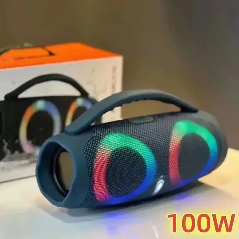 100W Portable Waterproof Bluetooth Speaker with RGB Lights and TWS