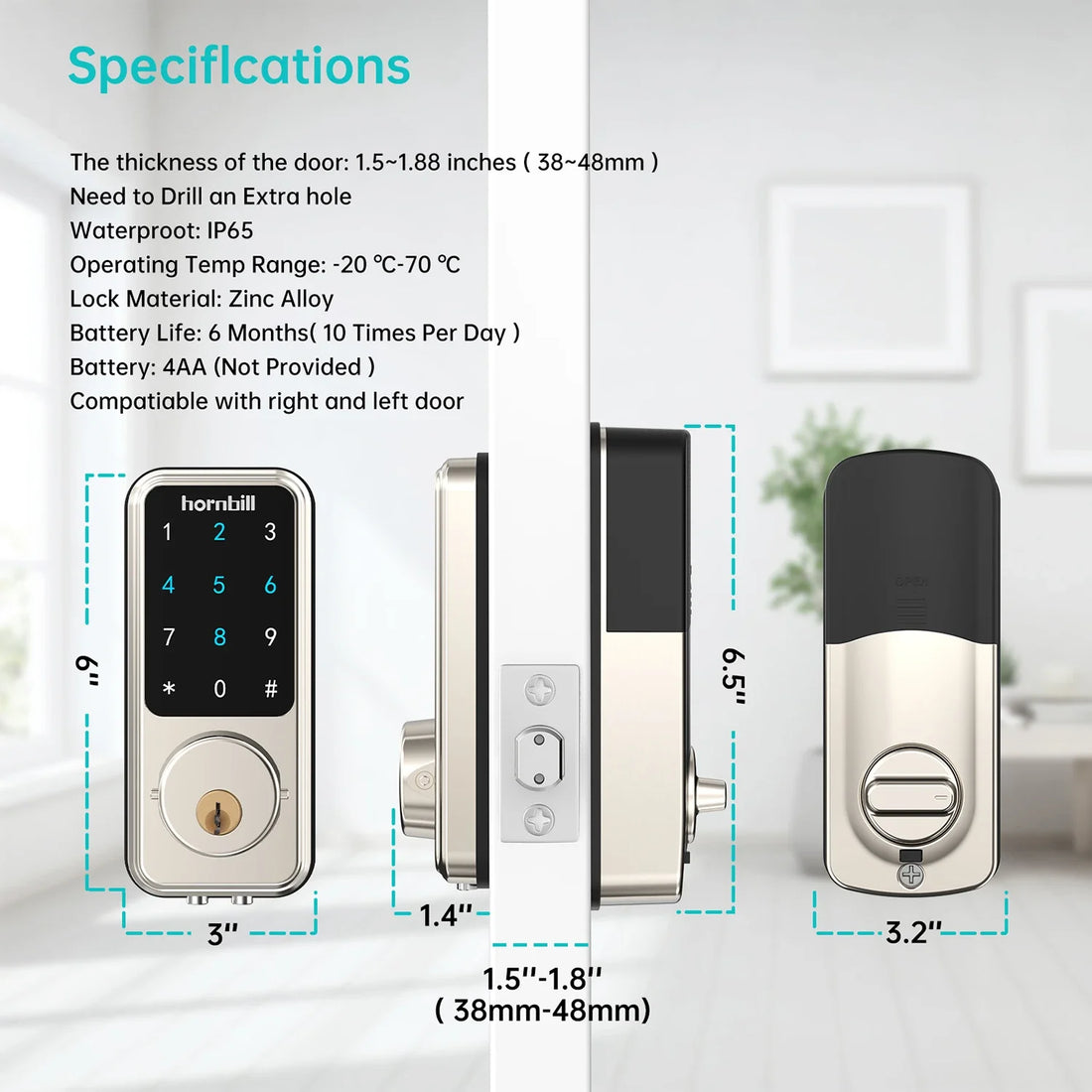Smart Keyless Front Door Lock Bluetooth Digital Deadbolt