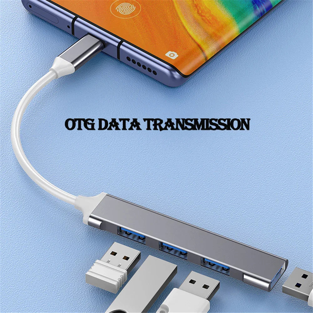 USB 3.0 4-Port Hub Type-C High-Speed Multiport Splitter