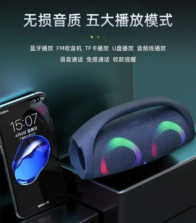 100W Portable Waterproof Bluetooth Speaker with RGB Lights and TWS