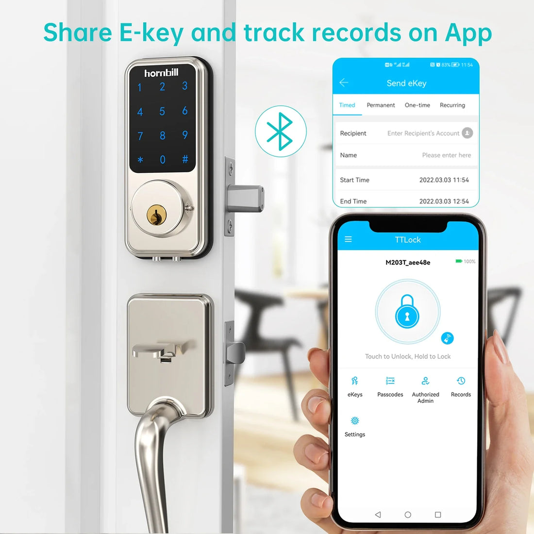 Smart Keyless Front Door Lock Bluetooth Digital Deadbolt