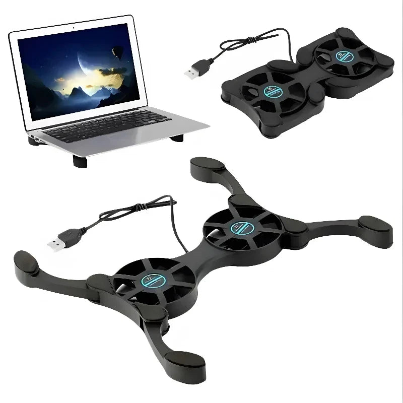 Foldable Laptop Cooling Pad with Dual USB Fans Portable Stand