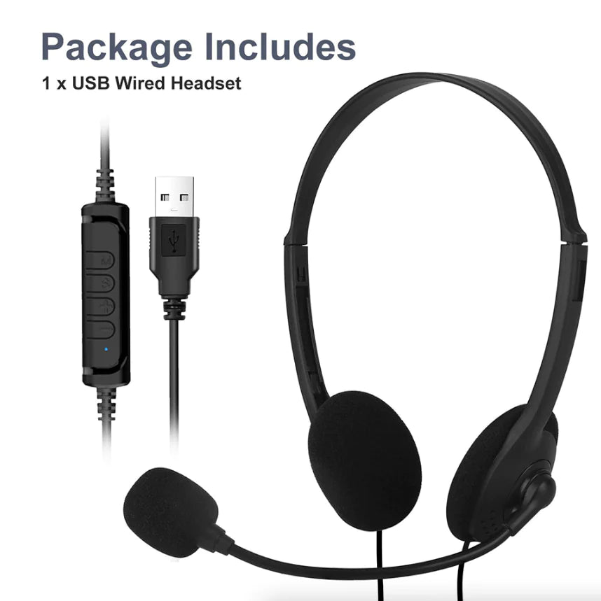 USB Noise Cancelling Headset with Microphone for PC Computer Calls