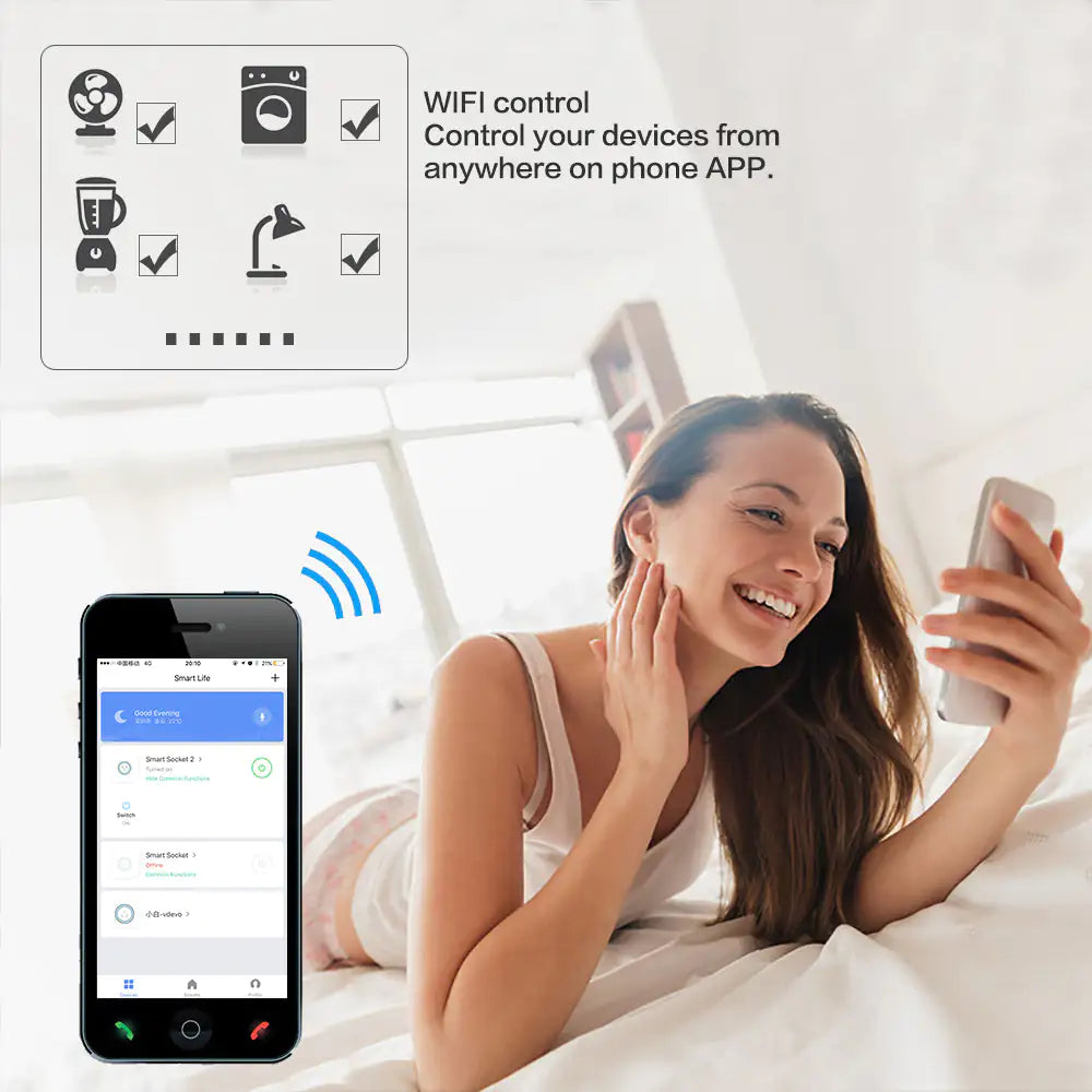 Smart Home Outlet Control Compatible with Google Home Alexa (2/4-Pack)