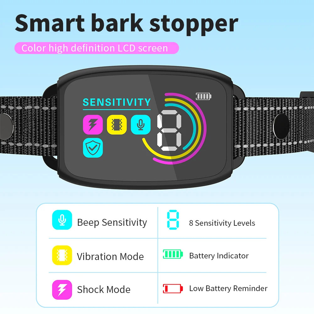 Smart Automatic Anti-Barking Dog Collar with Rechargeable Waterproof Design