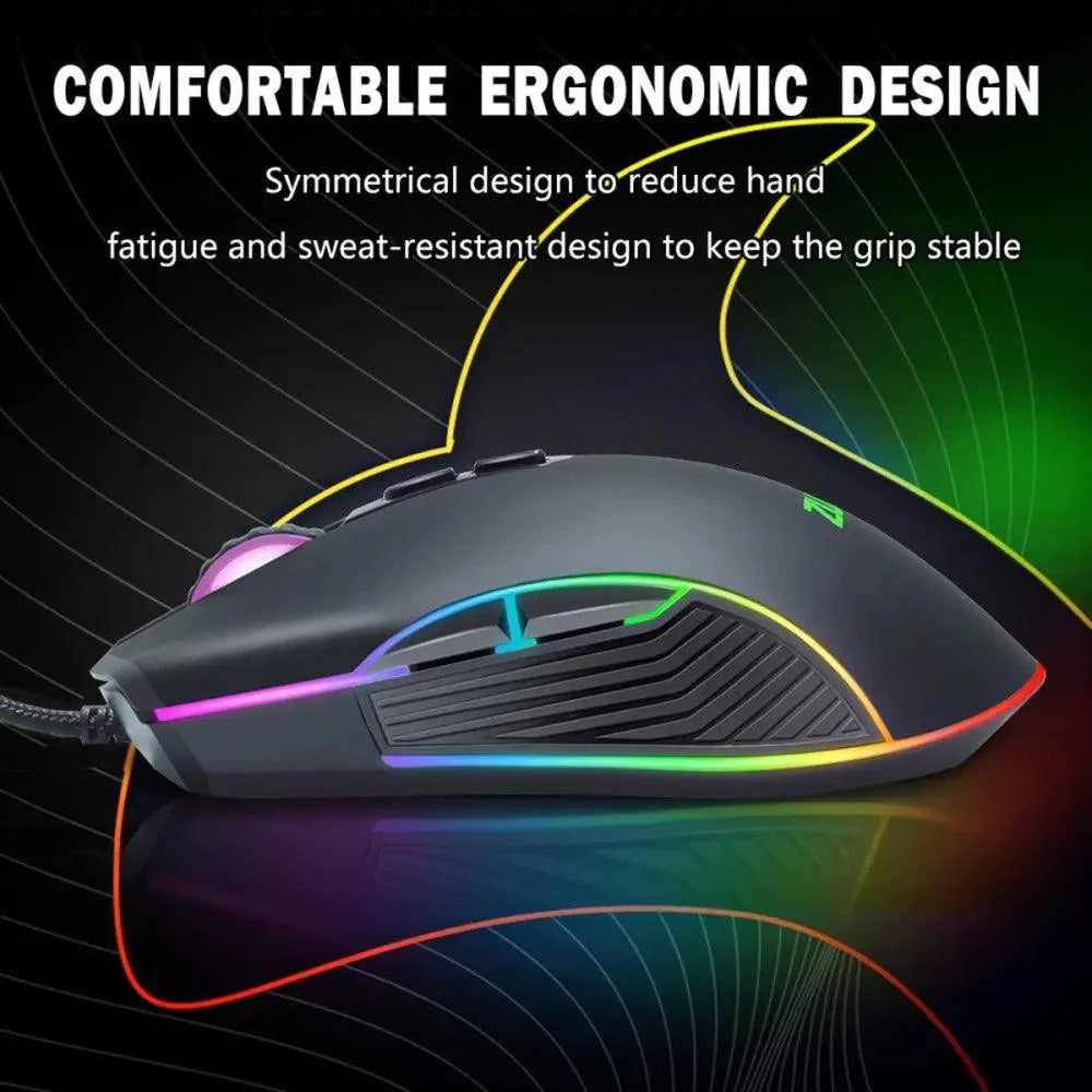 Ergonomic Wired RGB Gaming Mouse with Adjustable DPI and Backlight