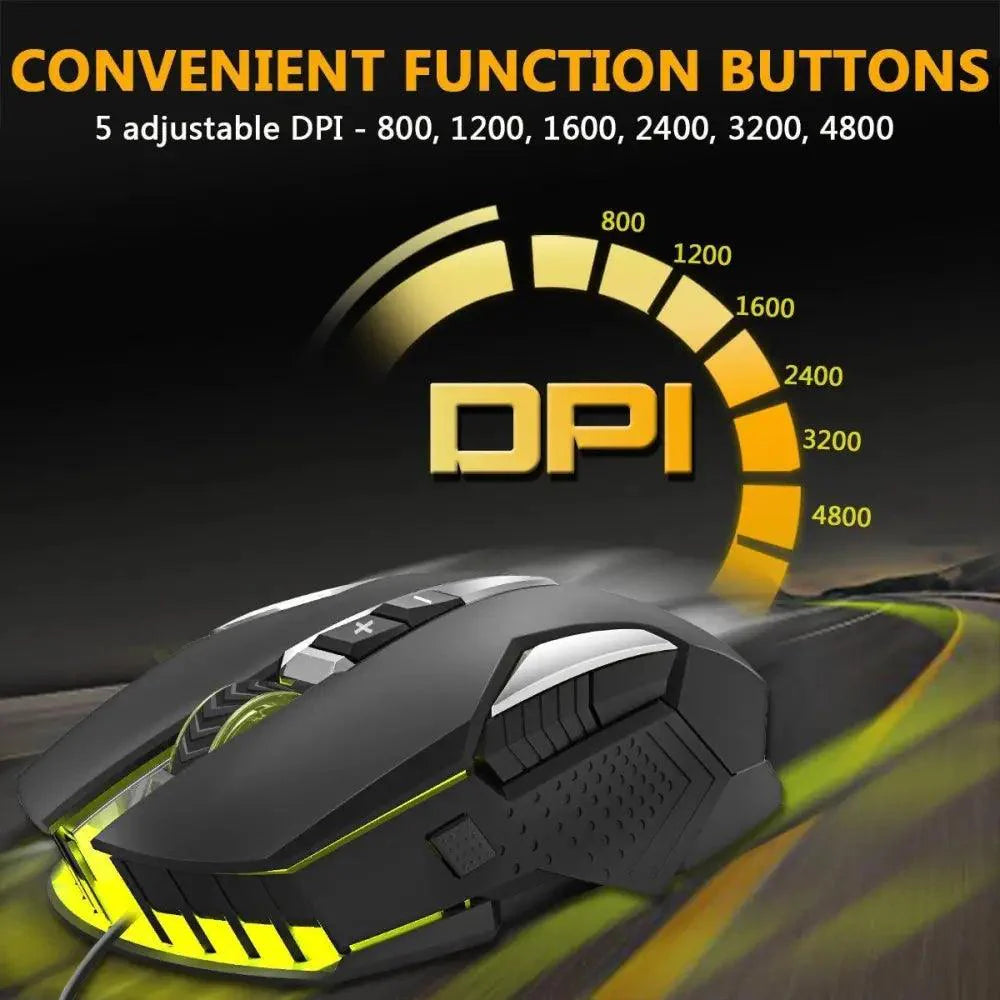 Ergonomic Wired RGB Gaming Mouse with Adjustable DPI and Backlight