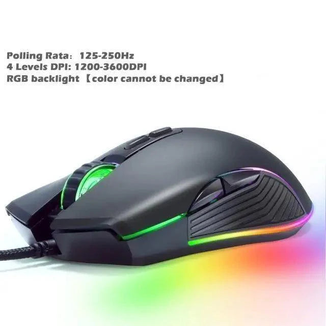 Ergonomic Wired RGB Gaming Mouse with Adjustable DPI and Backlight