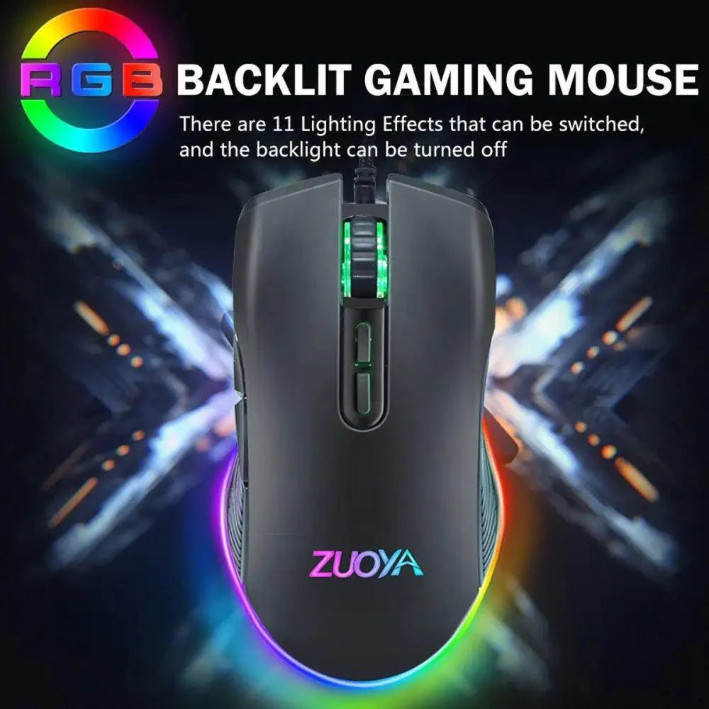 Ergonomic Wired RGB Gaming Mouse with Adjustable DPI and Backlight