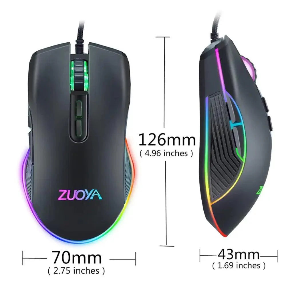 Ergonomic Wired RGB Gaming Mouse with Adjustable DPI and Backlight