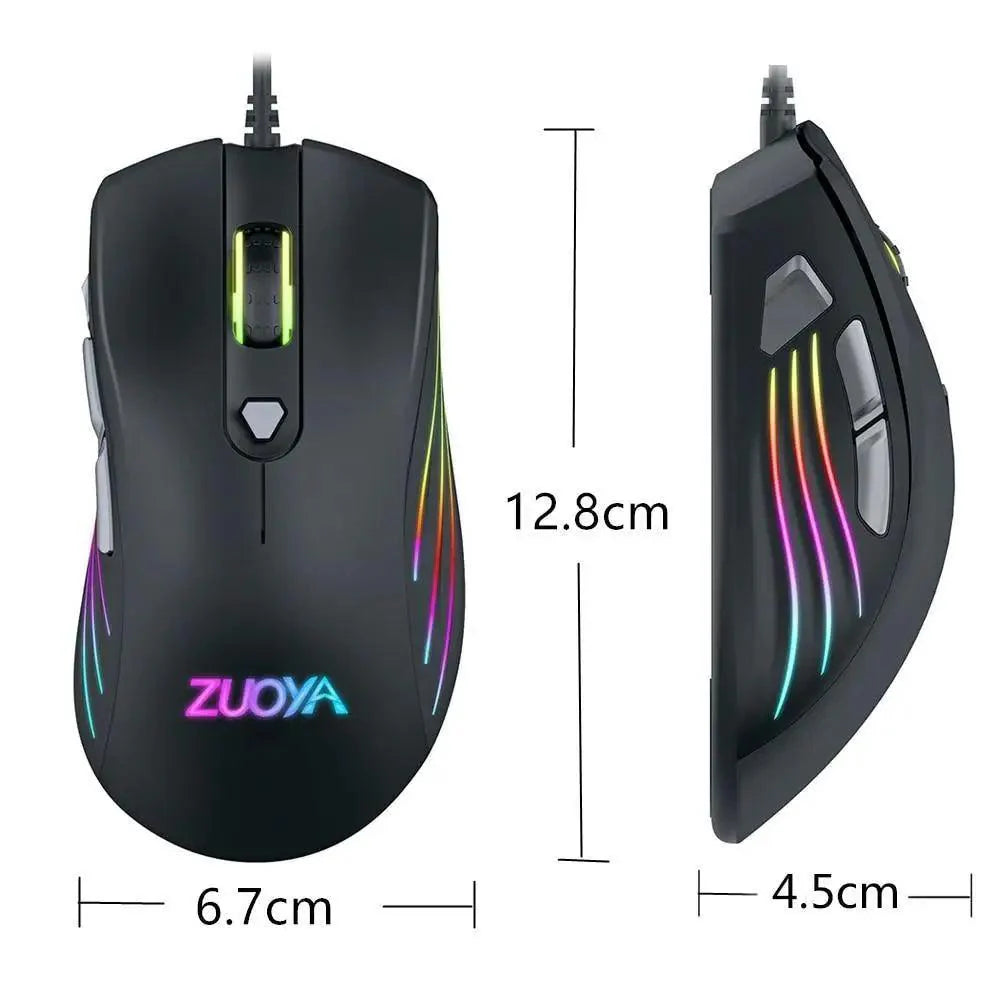 Ergonomic Wired RGB Gaming Mouse with Adjustable DPI and Backlight