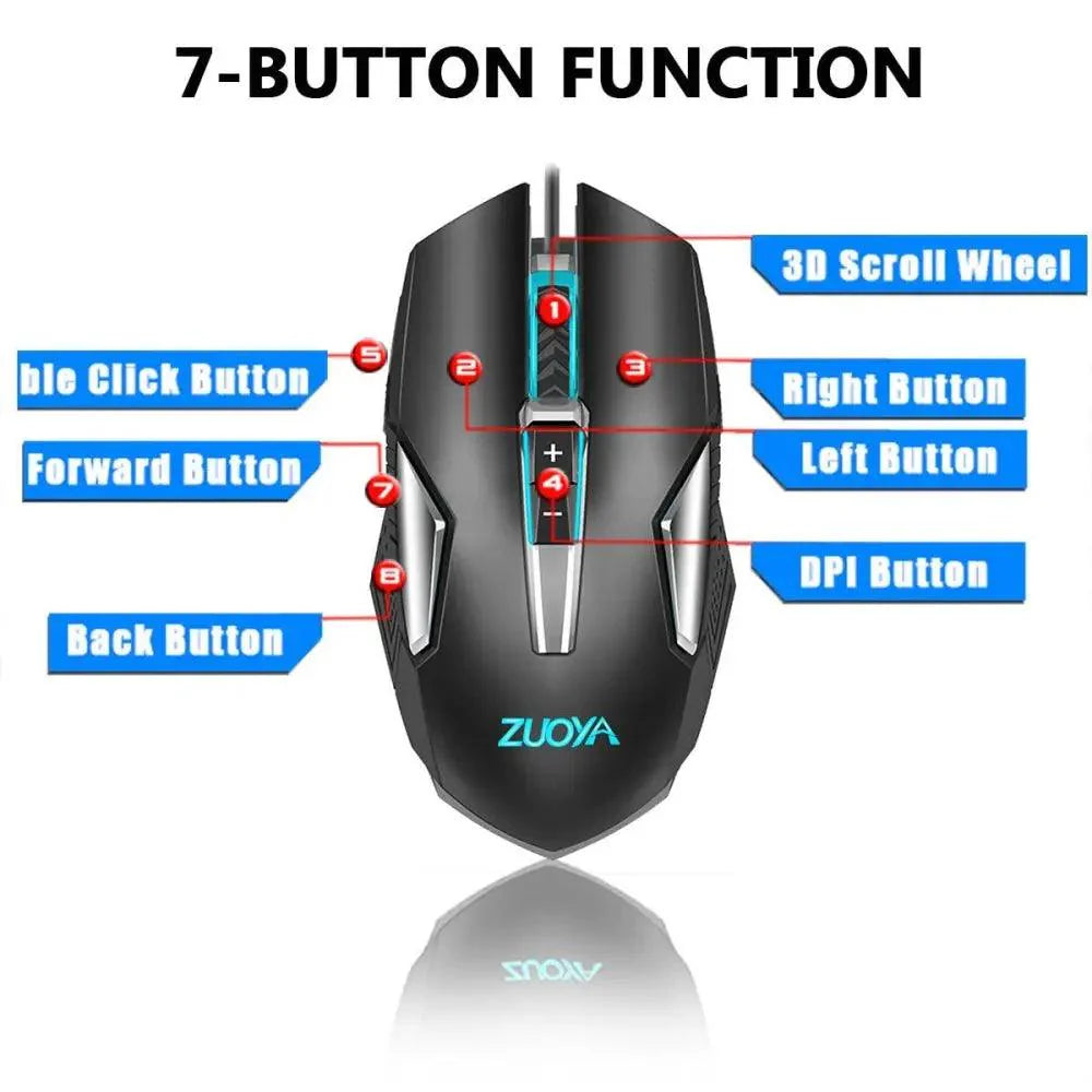 Ergonomic Wired RGB Gaming Mouse with Adjustable DPI and Backlight