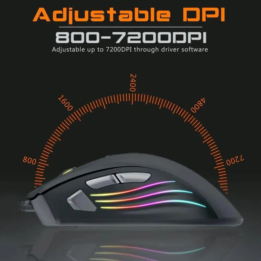 Ergonomic Wired RGB Gaming Mouse with Adjustable DPI and Backlight