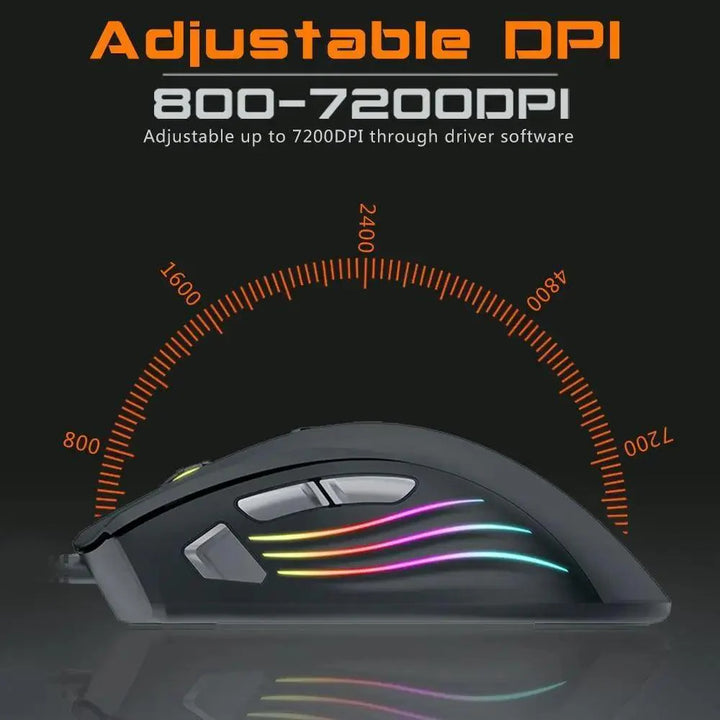 Ergonomic Wired RGB Gaming Mouse with Adjustable DPI and Backlight