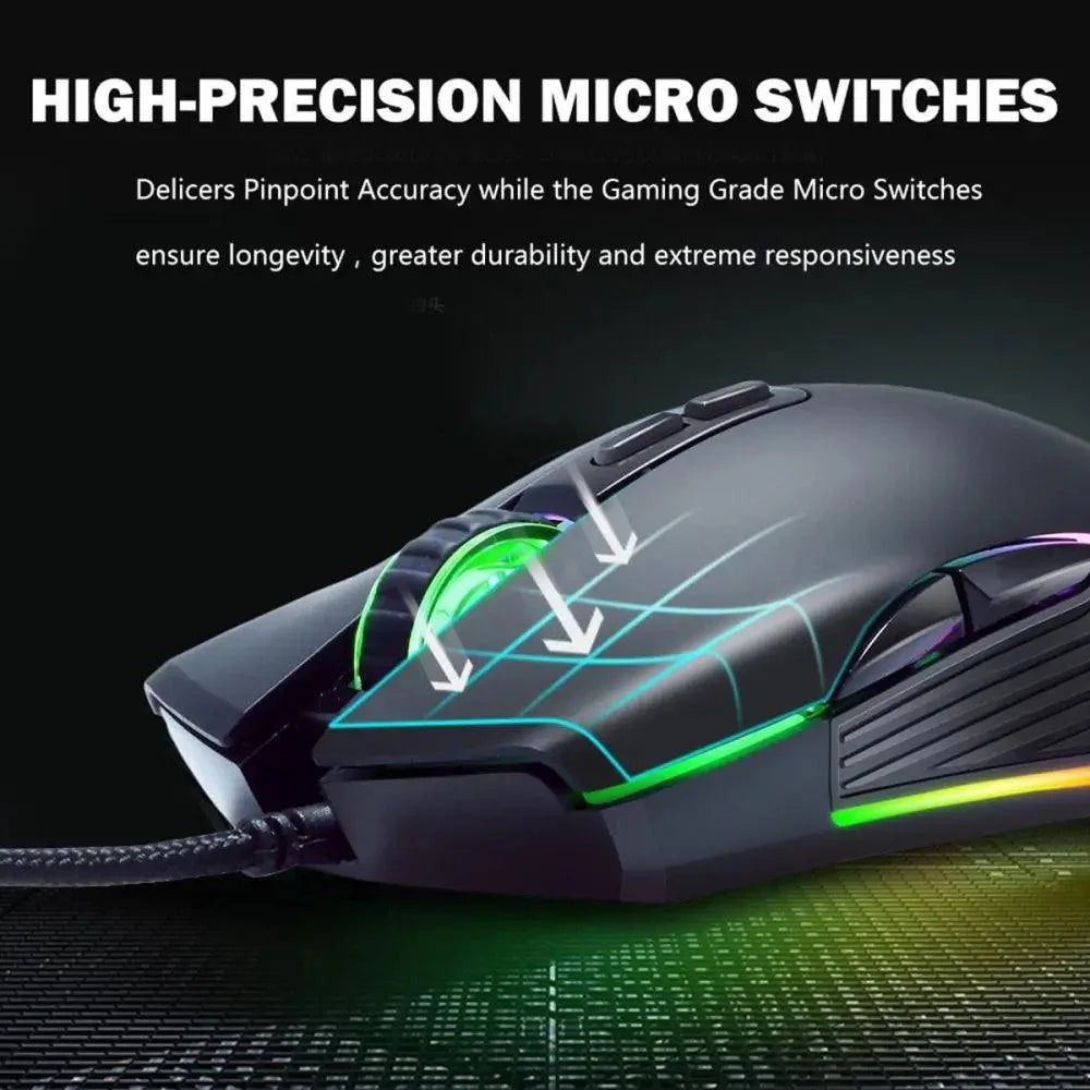 Ergonomic Wired RGB Gaming Mouse with Adjustable DPI and Backlight