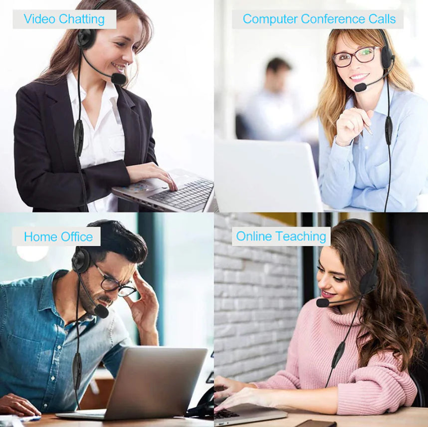 USB Noise Cancelling Headset with Microphone for PC Computer Calls
