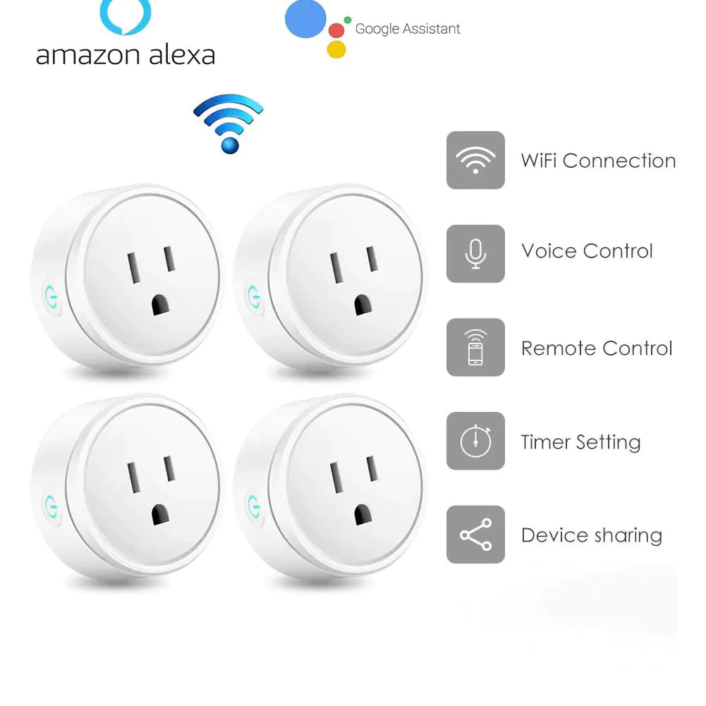 Smart Home Outlet Control Compatible with Google Home Alexa (2/4-Pack)