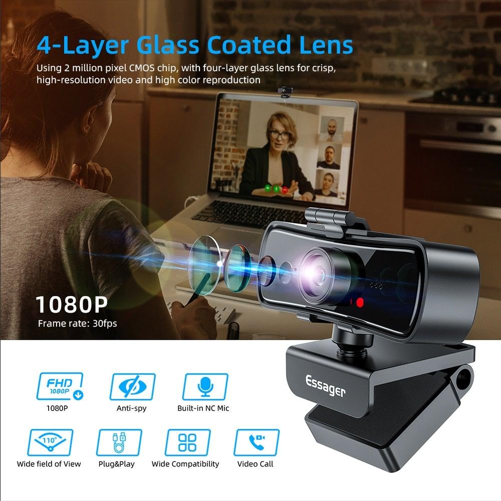 2K Full HD Webcam with Microphone Autofocus for PC Laptop